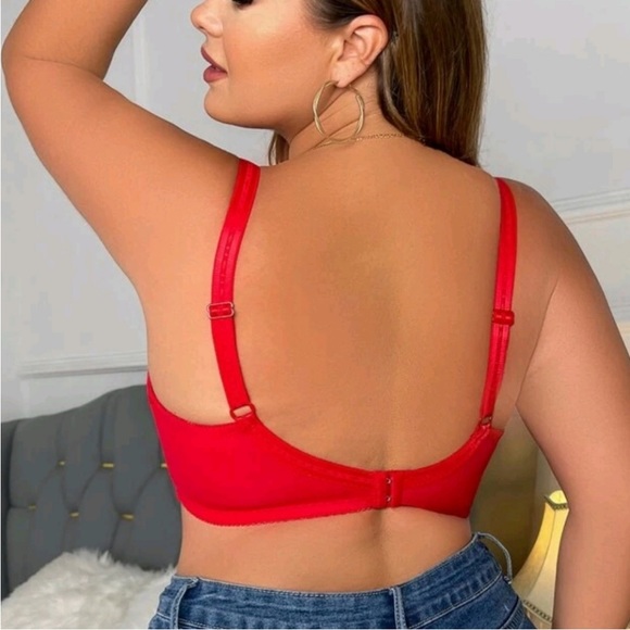 ILYS Sz 40C Scalloped Underwire Padded Red Lace I LUMIÉ Bra • Perfect NWOT - Picture 4 of 10